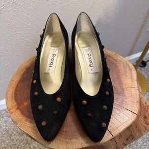 Roxy Black Suede Shoes with Multicolor Accents